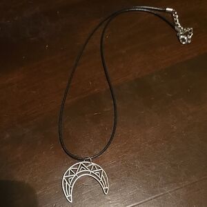 Silver Crescent Moon Pendant Necklace
